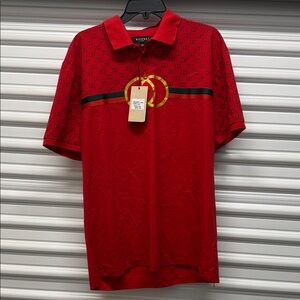 Ricceli Red Men’s Polo Shirt with Logo Pattern Size XXL